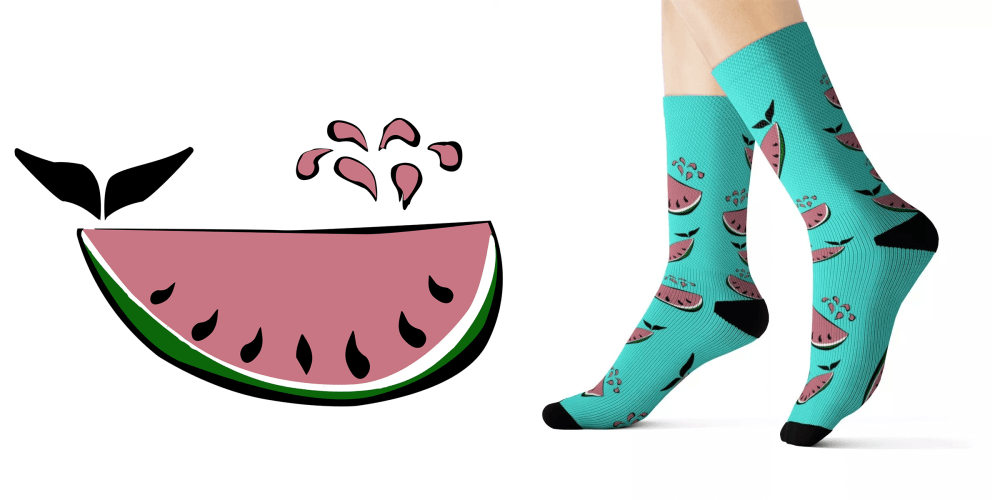 Whale Watermelon Socks